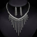 Fashion Bridal Jewelry Set Women Rhinestone Crystal Necklace Earrings Sets