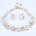 Fashion Pearl Jewelry Sets Women Gold Crystal Pearl Earrings Necklace Jewelry
