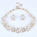 Fashion Pearl Jewelry Sets Women Gold Crystal Pearl Earrings Necklace Jewelry