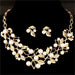 Fashion Pearl Jewelry Sets Women Gold Crystal Pearl Earrings Necklace Jewelry