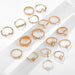 Boho 17pcs/sets Luxury Clear Crystal Stone Ring Sets Women Fashion Jewelry