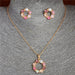 Gold Silver Sweet Circle Shape Crystal Necklace Earrings Women Jewelry Sets
