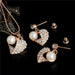 Gold Silver Sweet Circle Shape Crystal Necklace Earrings Women Jewelry Sets