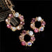 Gold Silver Sweet Circle Shape Crystal Necklace Earrings Women Jewelry Sets
