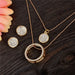 Gold Silver Sweet Circle Shape Crystal Necklace Earrings Women Jewelry Sets