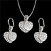 Gold Silver Sweet Circle Shape Crystal Necklace Earrings Women Jewelry Sets