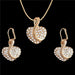 Gold Silver Sweet Circle Shape Crystal Necklace Earrings Women Jewelry Sets
