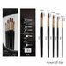 Artist Paint Brush Set 5Pcs High Quality Nylon Hair Wood Black Handle Watercolor Acrylic Oil Brush