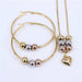 Stainless Steel Beads Necklace Earrings Women Fashion Jewelry Set