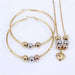 Stainless Steel Beads Necklace Earrings Women Fashion Jewelry Set