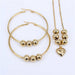 Stainless Steel Beads Necklace Earrings Women Fashion Jewelry Set