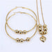 Stainless Steel Beads Necklace Earrings Women Fashion Jewelry Set
