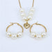 Stainless Steel Beads Necklace Earrings Women Fashion Jewelry Set