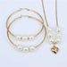 Stainless Steel Beads Necklace Earrings Women Fashion Jewelry Set