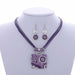 Fashion Jewelry Sets Women Leather Chain Enamel Gem Bridal Jewelry Sets