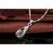 Water Drop CZ Sterling Silver Jewelry Set Women Pendant Necklace Earrings Set