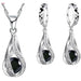 Water Drop CZ Sterling Silver Jewelry Set Women Pendant Necklace Earrings Set