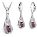 Water Drop CZ Sterling Silver Jewelry Set Women Pendant Necklace Earrings Set
