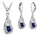 Water Drop CZ Sterling Silver Jewelry Set Women Pendant Necklace Earrings Set