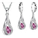 Water Drop CZ Sterling Silver Jewelry Set Women Pendant Necklace Earrings Set