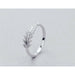 925 Sterling Silver Fresh Sweet Branch Leaf Trendy Resizable Rings