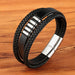 Men Fashion Stainless Steel Magnetic Bracelet Leather Braided Punk Bracelets