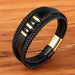 Men Fashion Stainless Steel Magnetic Bracelet Leather Braided Punk Bracelets