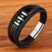 Men Fashion Stainless Steel Magnetic Bracelet Leather Braided Punk Bracelets