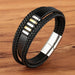 Men Fashion Stainless Steel Magnetic Bracelet Leather Braided Punk Bracelets