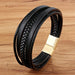 Men Fashion Stainless Steel Magnetic Bracelet Leather Braided Punk Bracelets