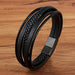 Men Fashion Stainless Steel Magnetic Bracelet Leather Braided Punk Bracelets