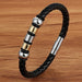 Men Fashion Stainless Steel Magnetic Bracelet Leather Braided Punk Bracelets