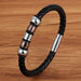 Men Fashion Stainless Steel Magnetic Bracelet Leather Braided Punk Bracelets
