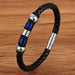 Men Fashion Stainless Steel Magnetic Bracelet Leather Braided Punk Bracelets