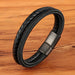 Men Fashion Stainless Steel Magnetic Bracelet Leather Braided Punk Bracelets