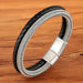 Men Fashion Stainless Steel Magnetic Bracelet Leather Braided Punk Bracelets