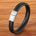Men Fashion Stainless Steel Magnetic Bracelet Leather Braided Punk Bracelets