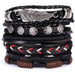 Vintage Multilayer Leather Braid Bracelets Star Leaf Owl Handmade Unisex Bracelets