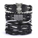 Vintage Multilayer Leather Braid Bracelets Star Leaf Owl Handmade Unisex Bracelets