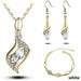 Beads Gold Silver Jewelry Sets Women Wedding Crystal Necklace Earrings Bracelet Set