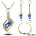Beads Gold Silver Jewelry Sets Women Wedding Crystal Necklace Earrings Bracelet Set