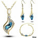 Beads Gold Silver Jewelry Sets Women Wedding Crystal Necklace Earrings Bracelet Set