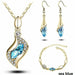 Beads Gold Silver Jewelry Sets Women Wedding Crystal Necklace Earrings Bracelet Set