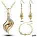 Beads Gold Silver Jewelry Sets Women Wedding Crystal Necklace Earrings Bracelet Set