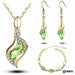 Beads Gold Silver Jewelry Sets Women Wedding Crystal Necklace Earrings Bracelet Set