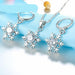 Snowflake Sterling Silver Jewelry Set Zircon Crystal Women Pendant Necklace Earrings Set