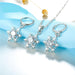Snowflake Sterling Silver Jewelry Set Zircon Crystal Women Pendant Necklace Earrings Set