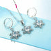 Snowflake Sterling Silver Jewelry Set Zircon Crystal Women Pendant Necklace Earrings Set