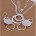 Charms Wedding Silver Jewelry Pendant Necklace Earrings Women Fashion Jewelry Set
