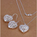 Charms Wedding Silver Jewelry Pendant Necklace Earrings Women Fashion Jewelry Set